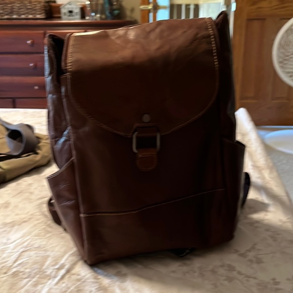 Bags Dark Brown Leather Backpack Purse No Name Good Condition Poshmark